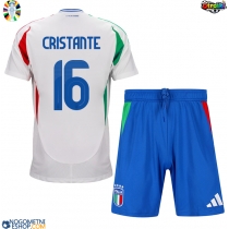 Otroški Nogometni dresi Italija Bryan Cristante #16 Gostujoči EP 2024 Kratek Rokav (+ Kratke hlače)